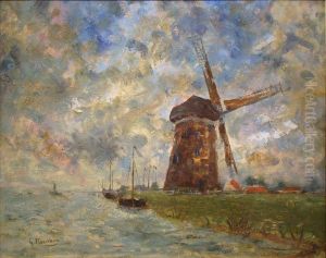 Moulin A Vent Dans Un Paysage