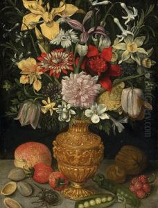 Blumenstrauss In Manieristischer Vase Blumensstrauss In Glasvase