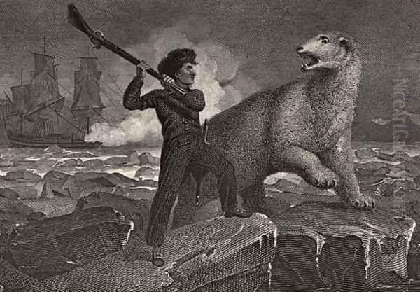 Nelsons encounter with a Bear, illustration from The Life of Nelson by Robert Southey (1774-1843) first published 1813 - view 1