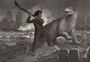 Nelsons encounter with a Bear, illustration from The Life of Nelson by Robert Southey (1774-1843) first published 1813 by Richard Westall