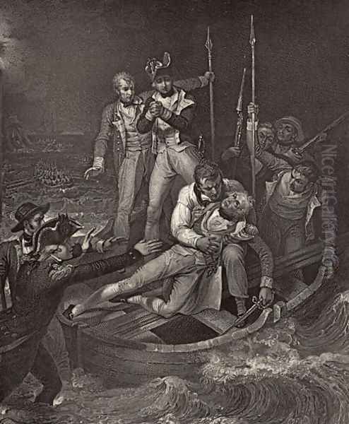 Nelson wounded at Tenerife in 1787, illustration from The Life of Nelson by Robert Southey (1774-1843) first published 1813 - view 1