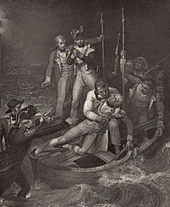 Nelson wounded at Tenerife in 1787, illustration from The Life of Nelson by Robert Southey (1774-1843) first published 1813 by Richard Westall