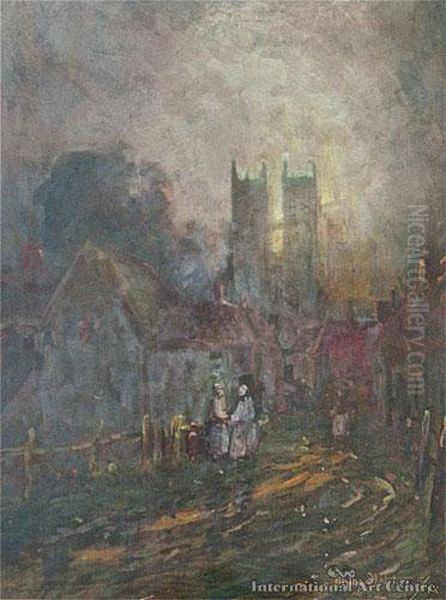Cathedral Scene With Figures - view 1