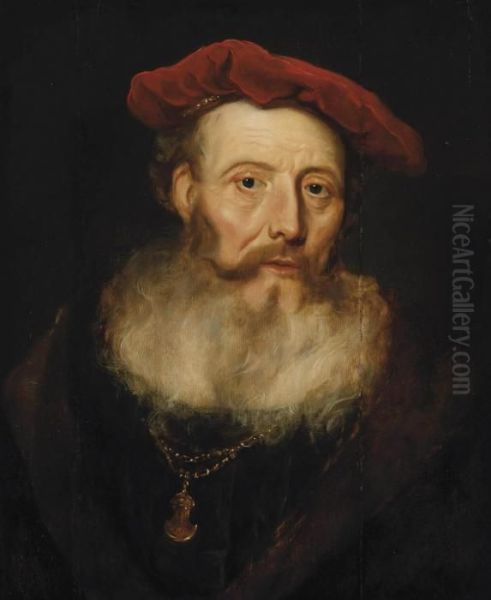 A Bearded Man With A Red Velvet Cap - view 1