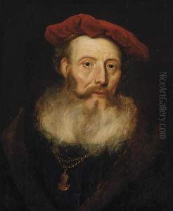 A Bearded Man With A Red Velvet Cap by Govert Teunisz. Flinck