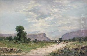 Paesaggio Piemontese Con Pastorelle E Gregge