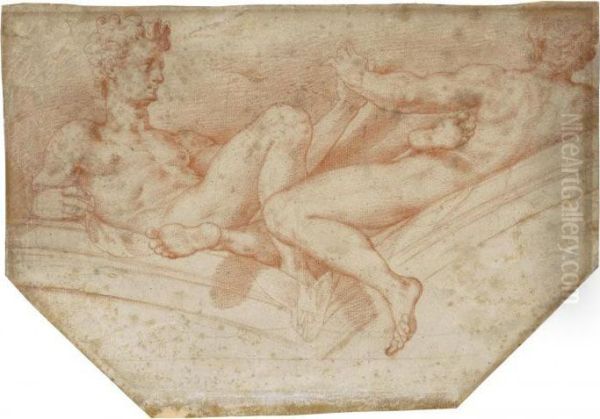 Design For A Spandrel With Two Male Nudes - view 1