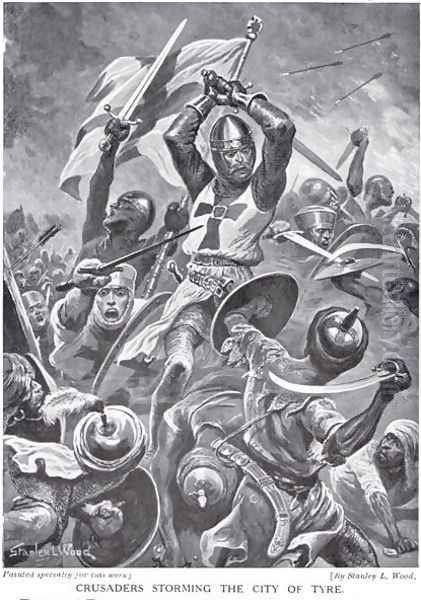 Crusaders Storming the City of the Tyre, illustration from Hutchinsons History of the Nations - view 1
