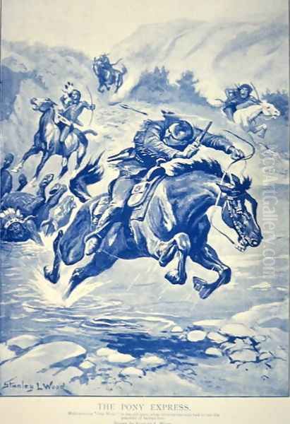 Pony Express pursued by Indians - view 1