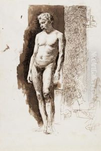 Nudo Virile In Piedi by Mariano Jose Maria Bernardo Fortuny y Carbo