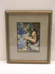 Nude Woman At The Edge Of Stream