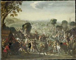 The plundering of a village during the Thirty Years War, 1660 by Cornelis de Wael