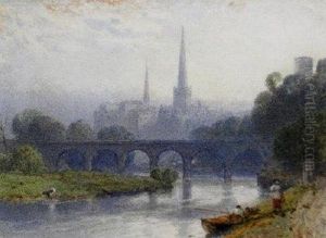 A View Of Shrewsbury From The River by Myles Birket Foster