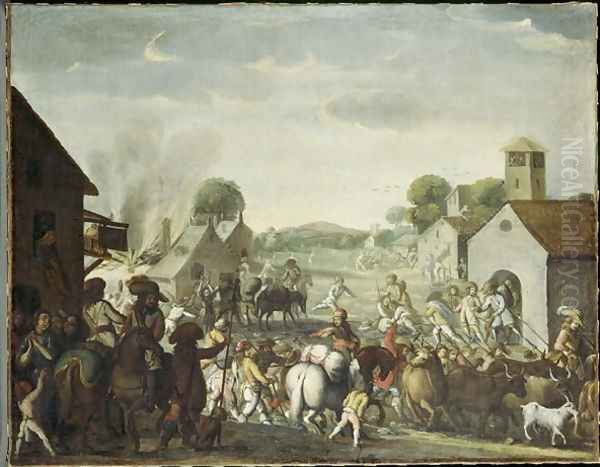 Troops Plundering a Village during the Thirty Year War, 1660 - view 1