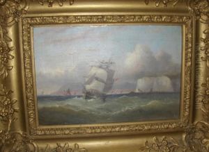 A Two-masted Racing Schooner At The Starting Gun Off Ryde;