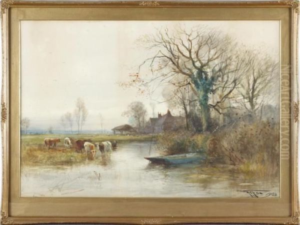 Cattle Crossing A River - view 1