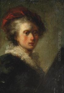 Portrait Of An Artist, Half-length, At An Easel by Jean-Honore Fragonard