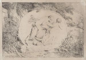 Jeune Fille A Califourchon Sur Un Satyre by Jean-Honore Fragonard
