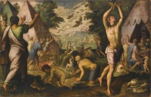 An Episode From The Exodus: A Storm Of Quails Gathers Over The Israelites' Camp