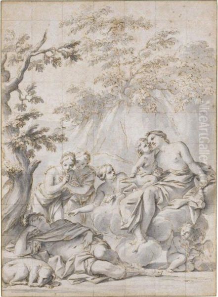Venus Observing The Sleeping Adonis With Nymphs And Putti - view 1
