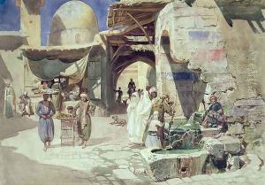 An Arab Street Scene by Carl Friedrich H. Werner
