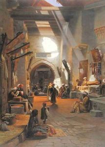 Bazaar at Girgah, one of 24 illustrations produced by G.W. Seitz, printed c.1873