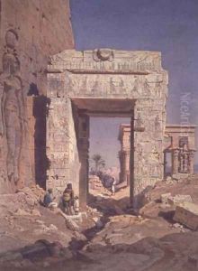 Doorway from Temple of Isis to temple called Bed of the Pharaohs, Island of Philaea, Egypt by Carl Friedrich H. Werner