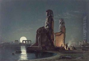 The Colossi of Memnon, Thebes, one of 24 illustrations produced by G.W. Seitz, printed c.1872 by Carl Friedrich H. Werner