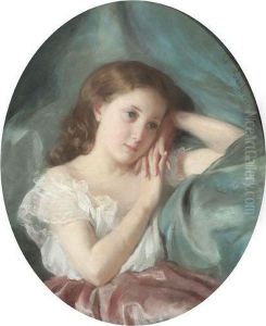 Portrait De Petite Fille Pensive by Joseph Charles Francois