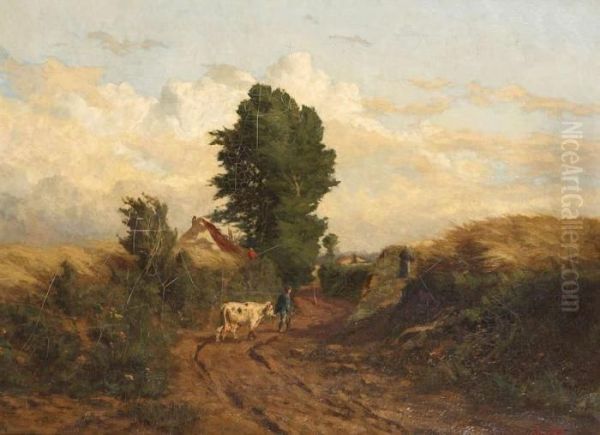 Boer Met Koe Op Landweg - view 1