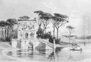 Italian Lake Scene with Villa (from Cropsey Album) by Carl Friedrich H. Werner