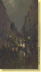 Tram Attele En Debut De Soiree by Joseph Charles Francois