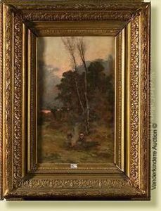 Enfants Faisant Du Feu En Foret by Joseph Charles Francois