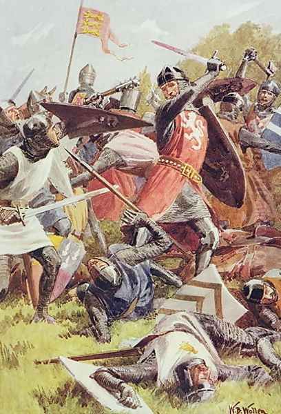 The Battle of Evesham on 4th August 1265, from 'British Battles on Land and Sea' edited by Sir Evelyn Wood (1838-1919) first published 1915 - view 1