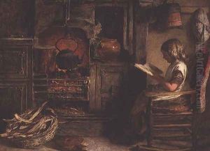 The Cottage Fireside by James Dawson Watson