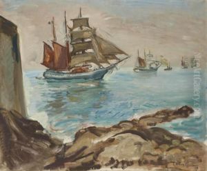 Voiliers Pres De La Cote Bretonne by Emile-Othon Friesz