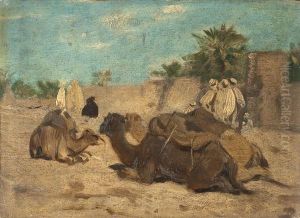 Arabes Et Chameaux A Laghouat by Eugene Fromentin
