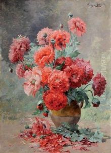 Nature Morte Au Bouquet De Pivoines by Albert Tibule Furcy De Lavault