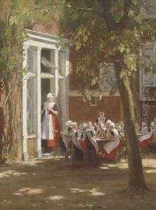 In the courtyard on a sunny afternoon