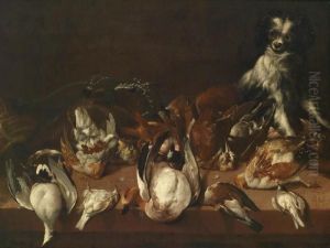 A Hunting Still Life With Shot Wildfowl And A Dog by Jan Fyt