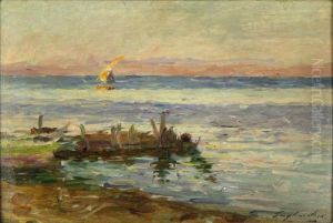 Marine Au Soleil Couchant by Gustave Gagliardini