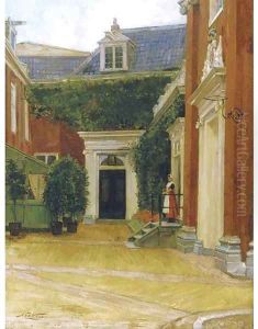 The courtyard of the Burgerweeshuis, Amsterdam by Nicolaas Van Der Waay