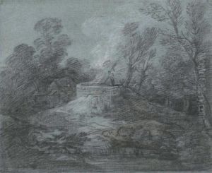 Wooded Landscape With A Figure by Thomas Gainsborough