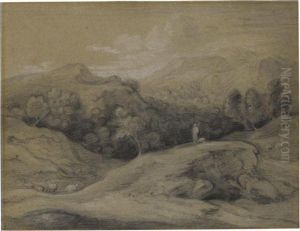Wooded Landscape With Shepherd, Sheep And Mountains by Thomas Gainsborough