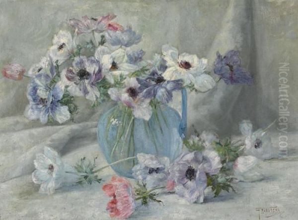 Stillleben Mit Anemonen In Blauem Glaskrug - view 1