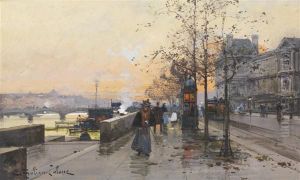 Les Quais by Eugene Galien-Laloue