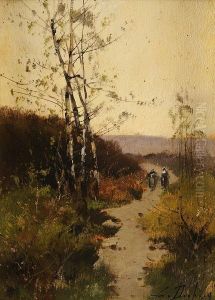 Chemin De Campagne Anime by Eugene Galien-Laloue