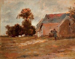 Corps De Ferme En Rase-campagne by Eugene Galien-Laloue
