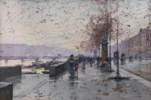 Inondation De La Seine A Paris En 1910 by Eugene Galien-Laloue