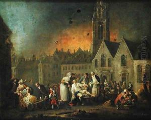 The Grand Place in Lille During the Siege of 1792, 1794 by Francois Louis Joseph Watteau